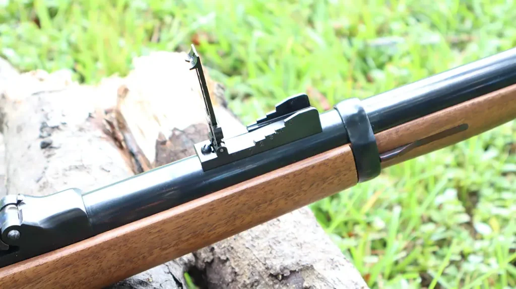 The 1873 Trapdoor Springfield has a flip up sight.